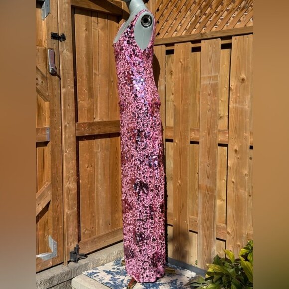 🆕 SIMKHAI 🧿 NWOT Bex Sequined Embellished Maxi Dress, Sorbet Pink - Sz US 8 - Picture 4 of 13